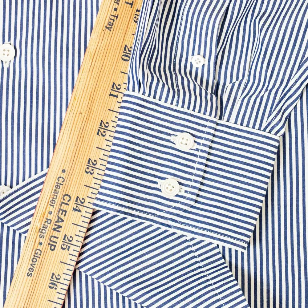 Charvet Paris Men's Classic fit Dress Shirt Blue Striped cotton 16 neck